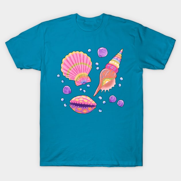 Colourful Seashells T-Shirt by SoozieWray